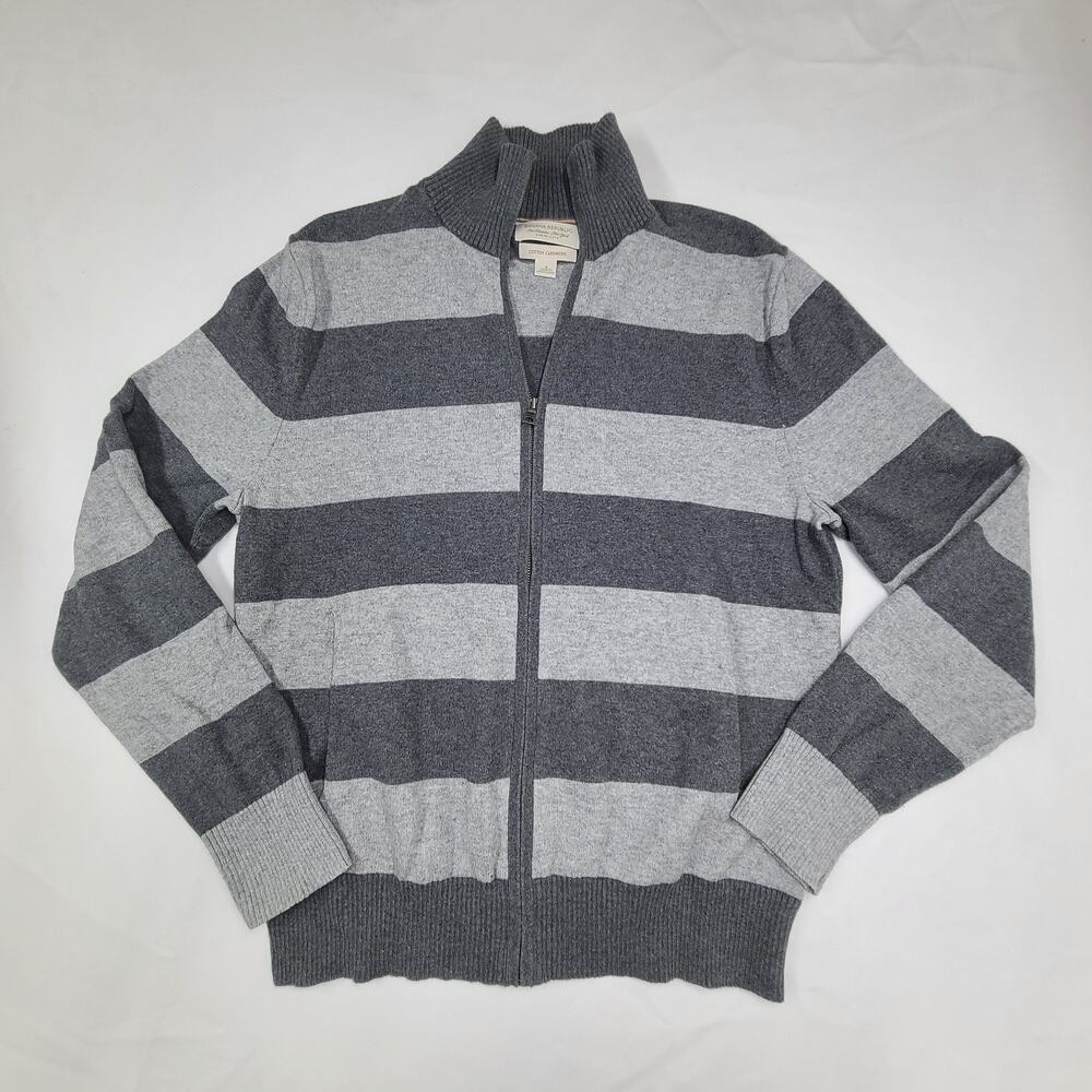 Banana Republic striped full-zip sweater Cardigan Cotton Cashmere Mens Small